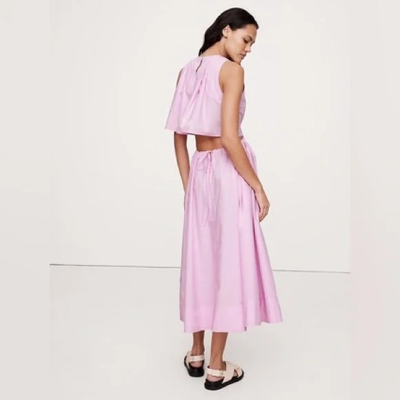 BANANA REPUBLIC COTTON POPLIN CUT-OUT MIDI DRESS - Picture 5 of 10